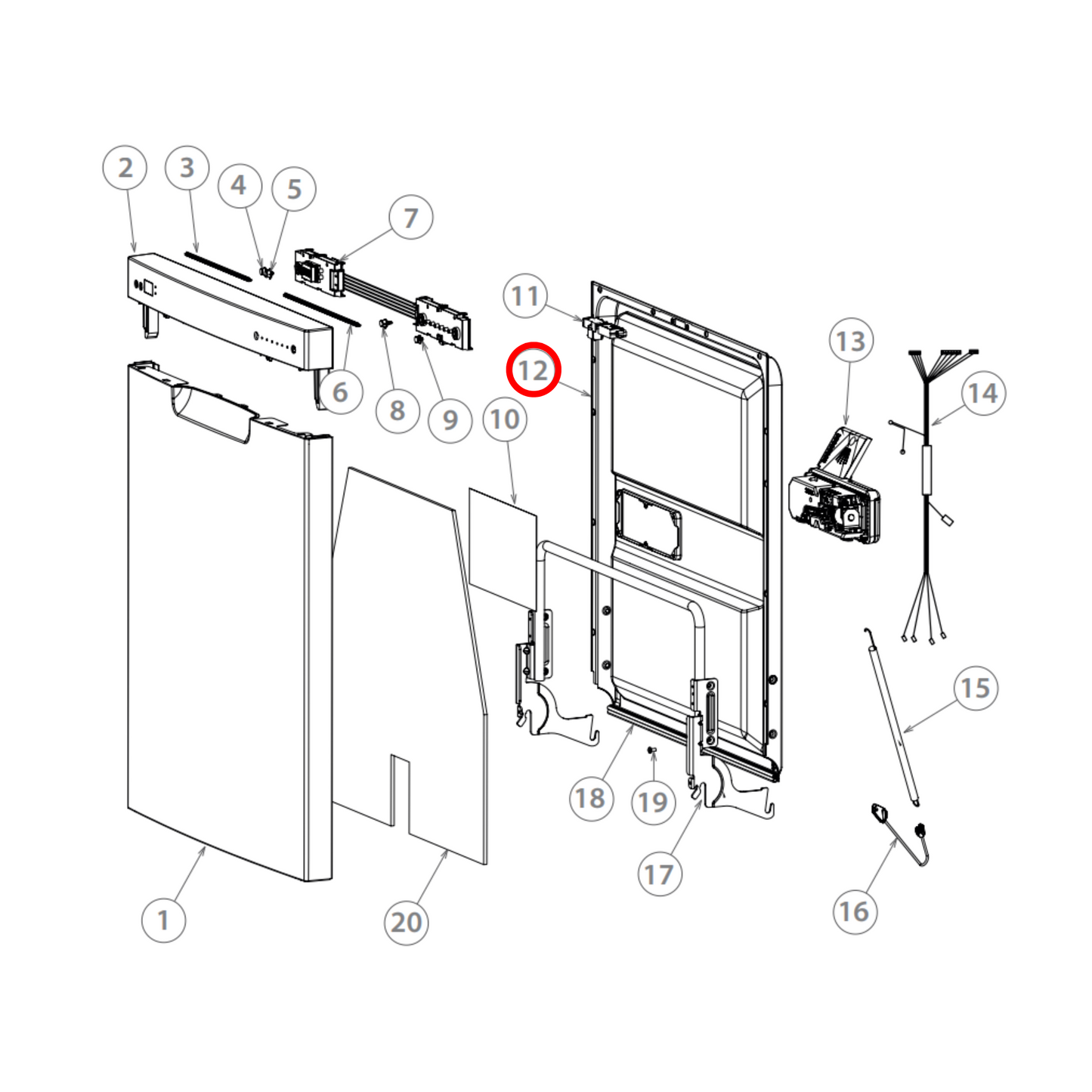 H0120801852 Fisher & Paykel Dishwasher Inner Door Panel - H0120200356