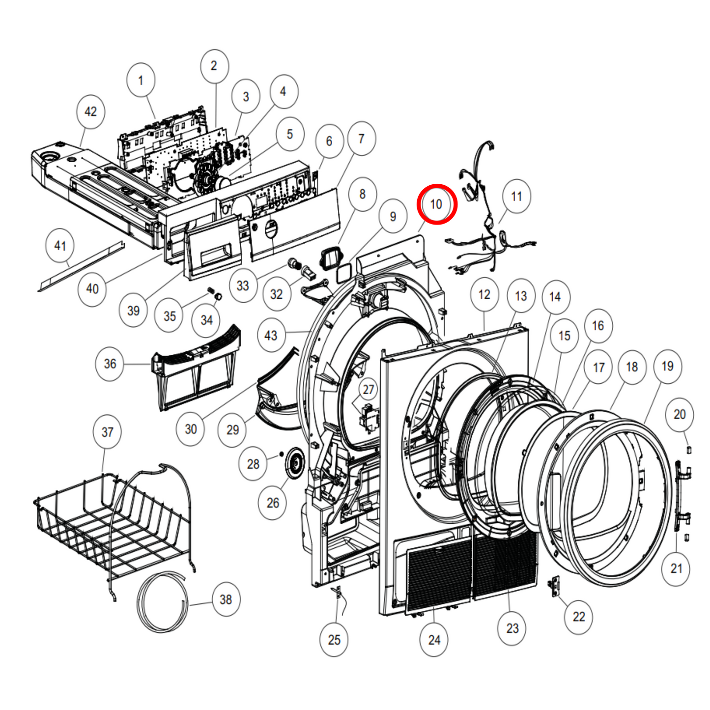 H0180200036 Fisher & Paykel, Haier Dryer Housing Assembly Drum Front