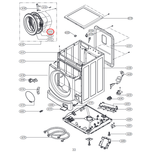 MEB61281101 LG Front Load Washing Machine Door Handle - AGF76506325, MEB61841201