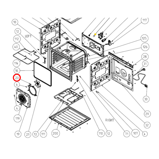 V32009186 Omega Oven Fan Forced Element 2000W - EG20.35583.000, V32036509