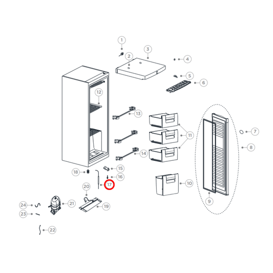 HR3040500009 Fisher & Paykel, Haier Fridge Drier Filter