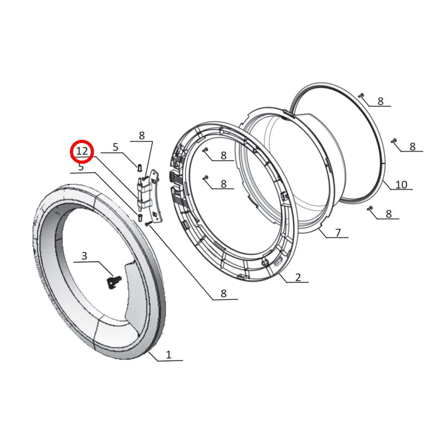 140125408017 Electrolux Dryer Door Hinge DIE Cast - A12540801