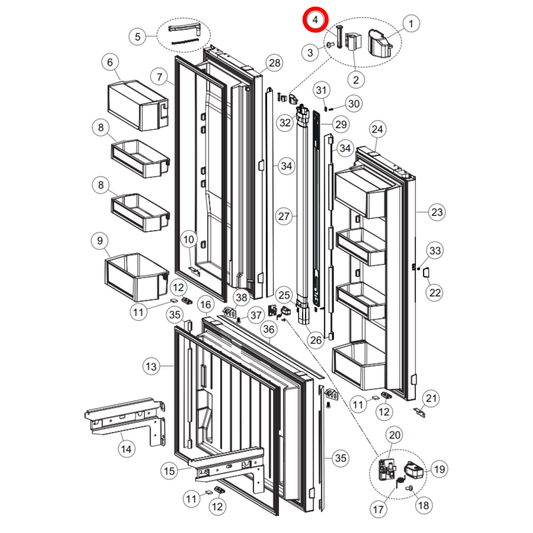 837014 Fisher & Paykel Fridge Top Flapper Pin