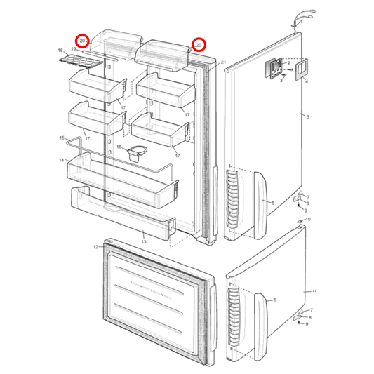 4055725396 Electrolux, Kelvinator, Simpson Fridge Door Dairy Cover - 1441805
