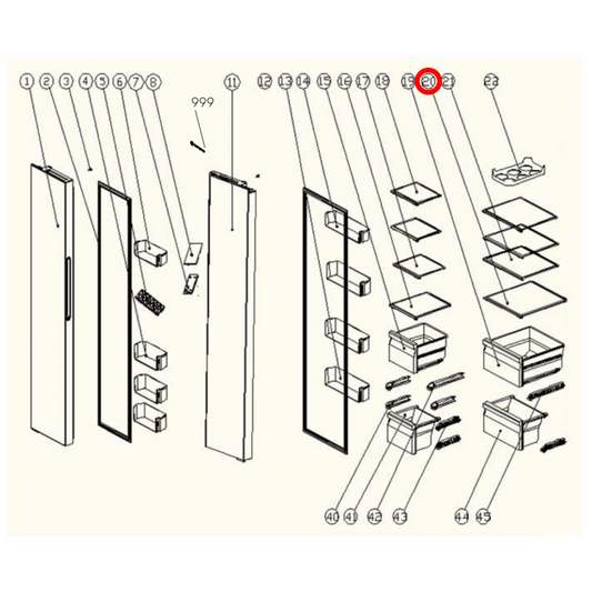 4055774824 Westinghouse Fridge Glass Shelf - 4055563870
