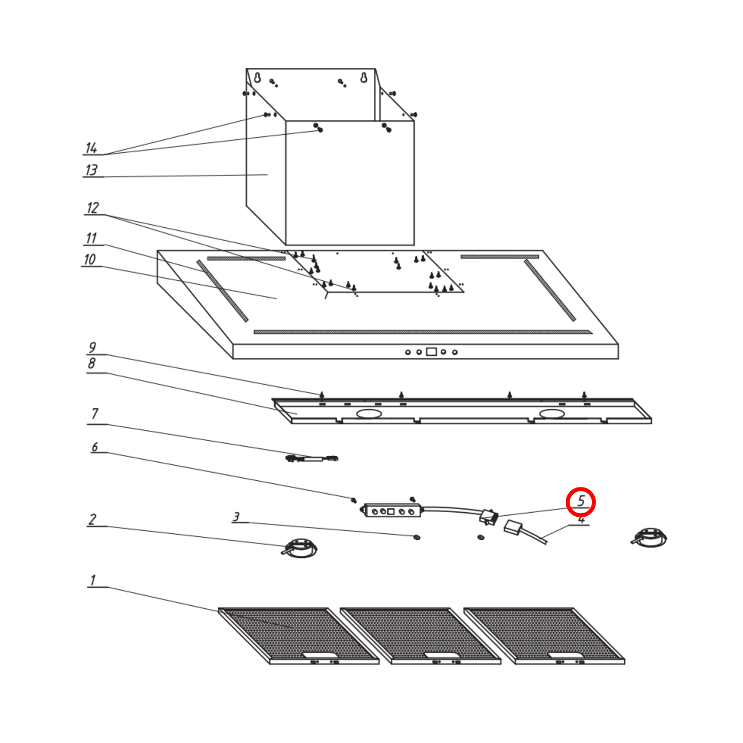 30103700331 Technika Rangehood PCB Control Switch 9 Wires - 31320004
