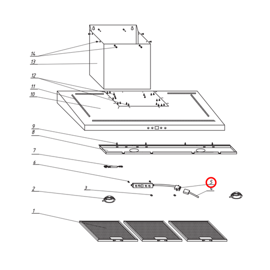 30103700331 Technika Rangehood PCB Control Switch 9 Wires - 31320004