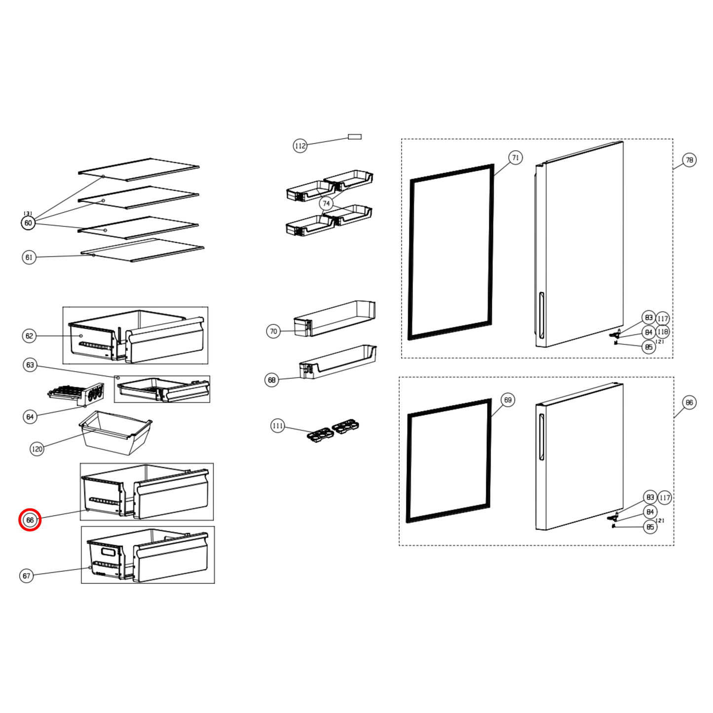 K1989378 Hisense Fridge Middle Drawer For Freezer