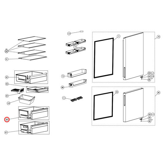 K1989378 Hisense Fridge Middle Drawer For Freezer