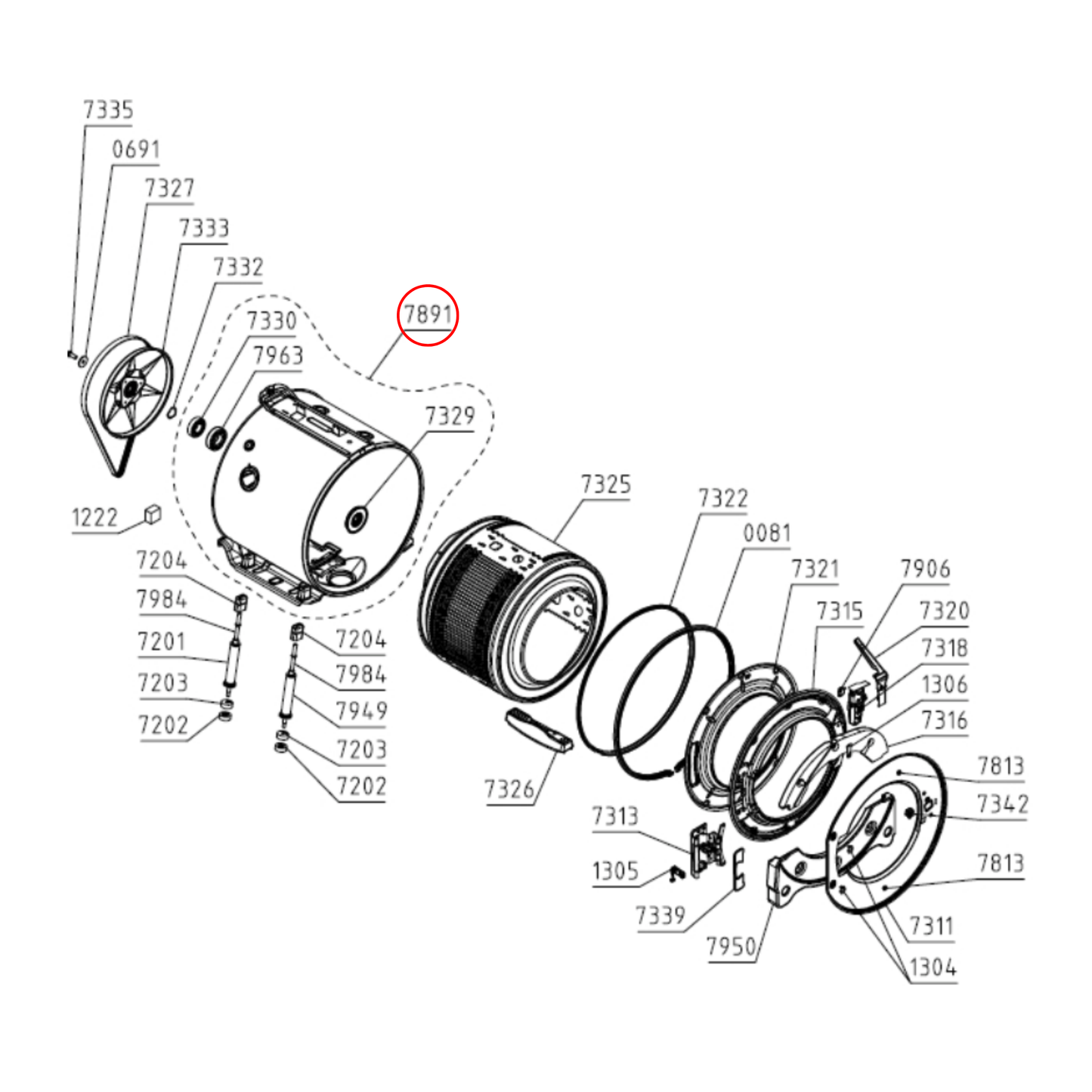 558885 Asko Washing Machine Drum Assembly