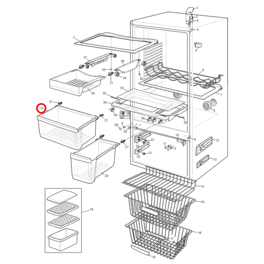 50285103003 Westinghouse Fridge Crisper Drawer - 1441858