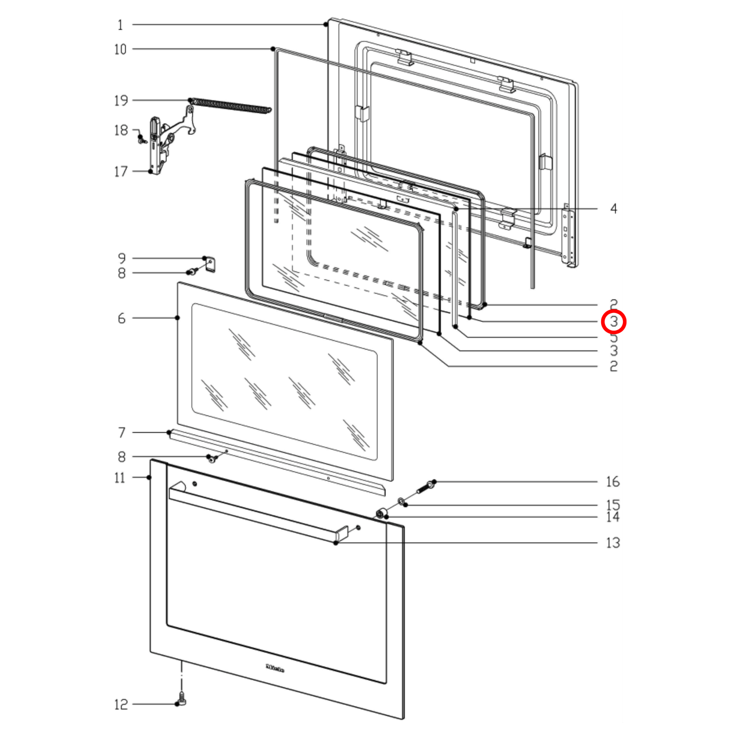 6890070 Miele Oven Door Inner Glass - 4522560