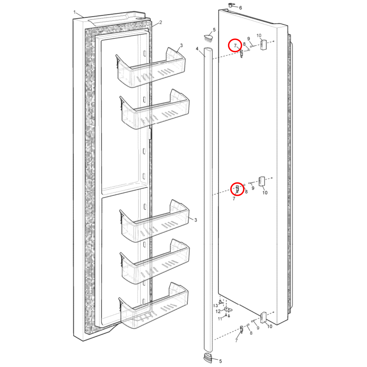 50284442006 Electrolux, Westinghouse Fridge Door Handle Pedestal Insert - 1443895