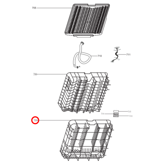 DAU1591066 Delonghi Dishwasher Lower Basket