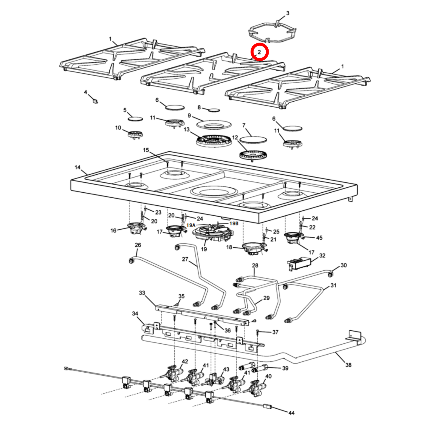 140195305010 Westinghouse Cooktop Centre Trivet Wok - A19530701, A19530501