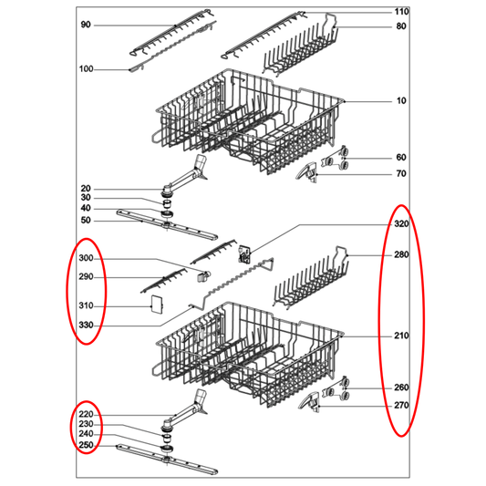 10094931 Miele Dishwasher Upper Basket - 10094930
