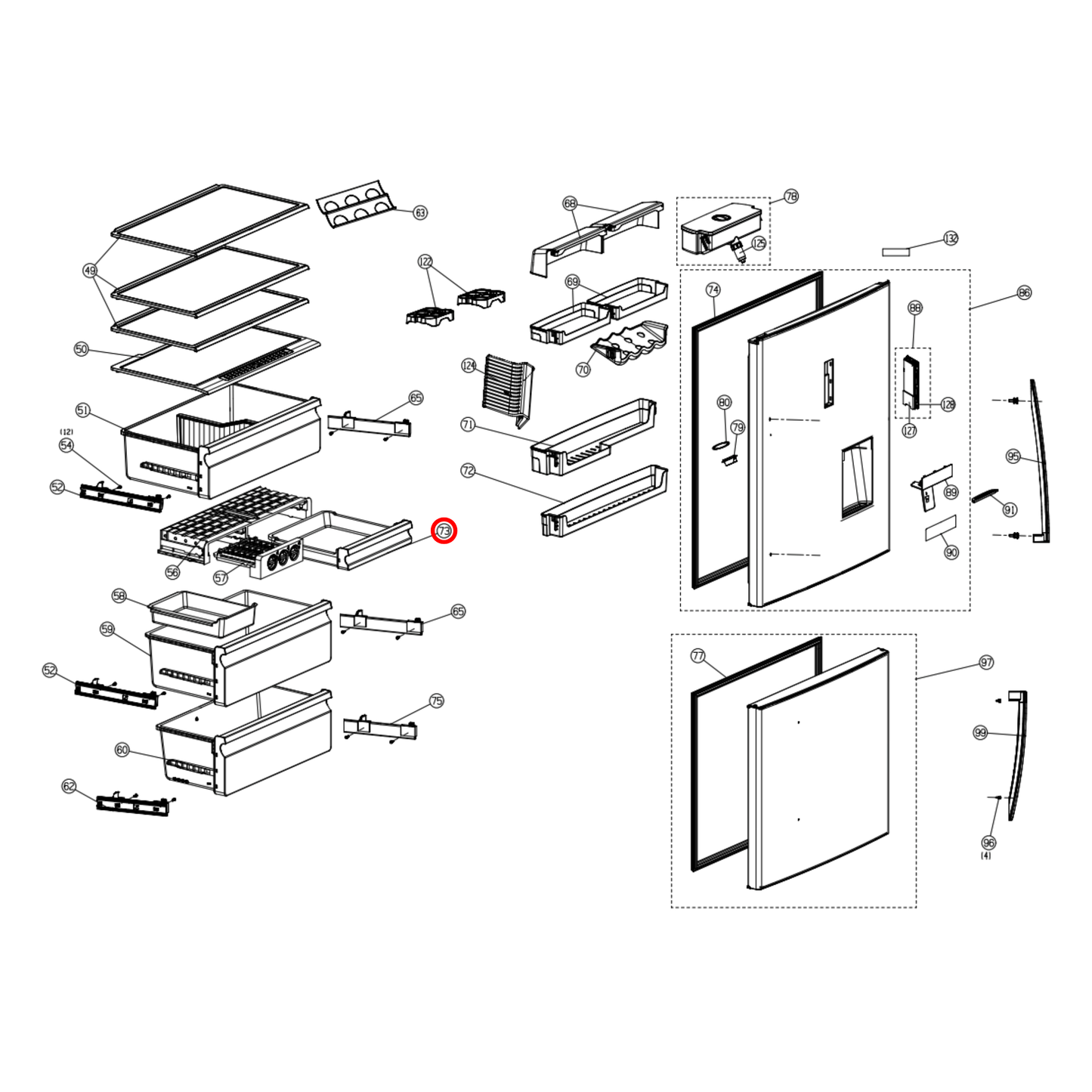 K1945505 Hisense Fridge Upper Drawer For Freezer