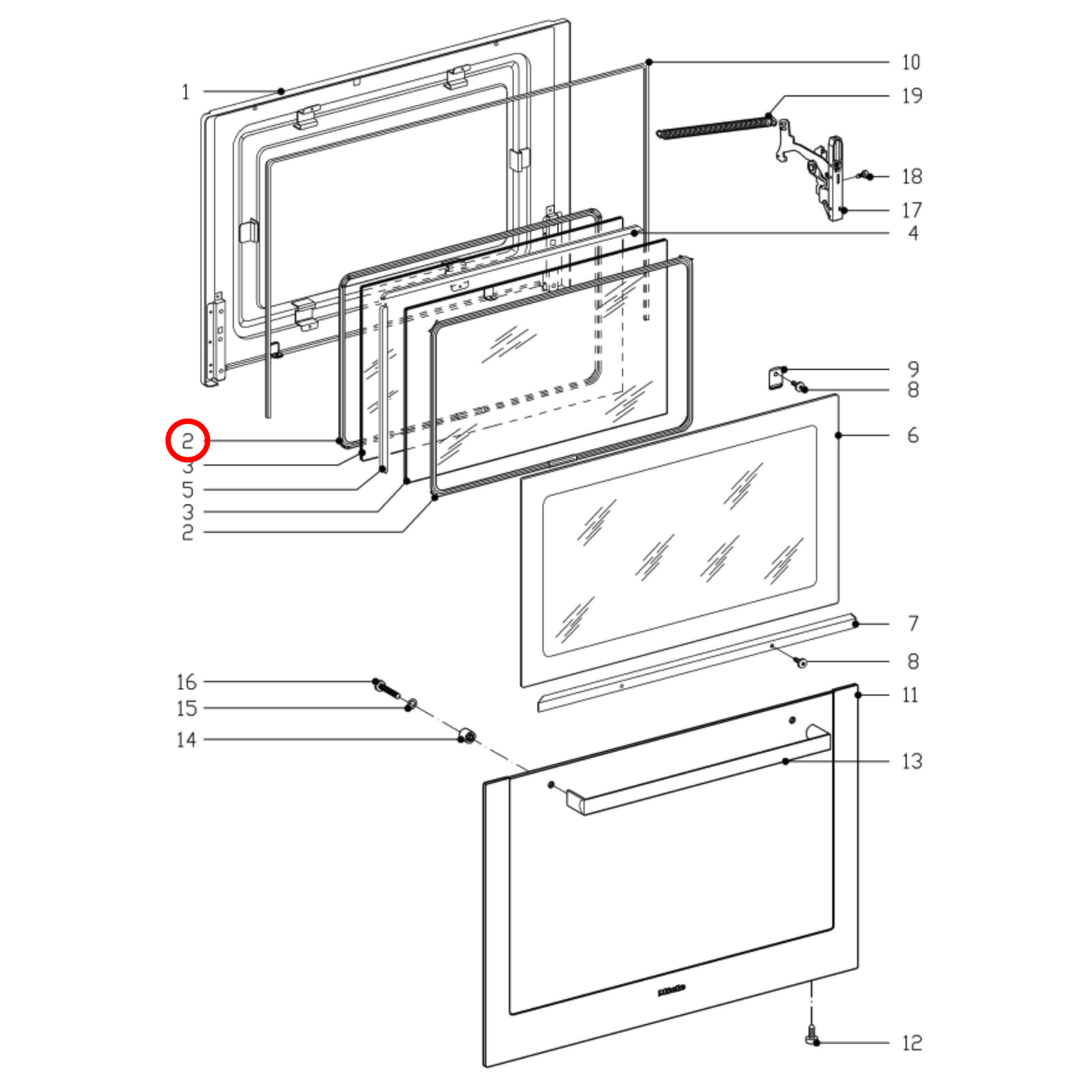 6252540 Miele Oven Door Seal