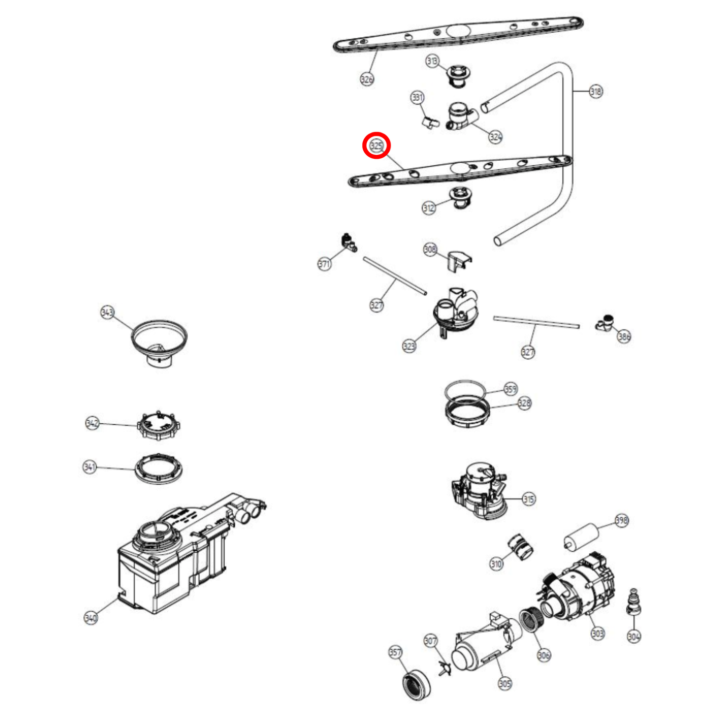474374 Asko Dishwasher Lower Spray Arm