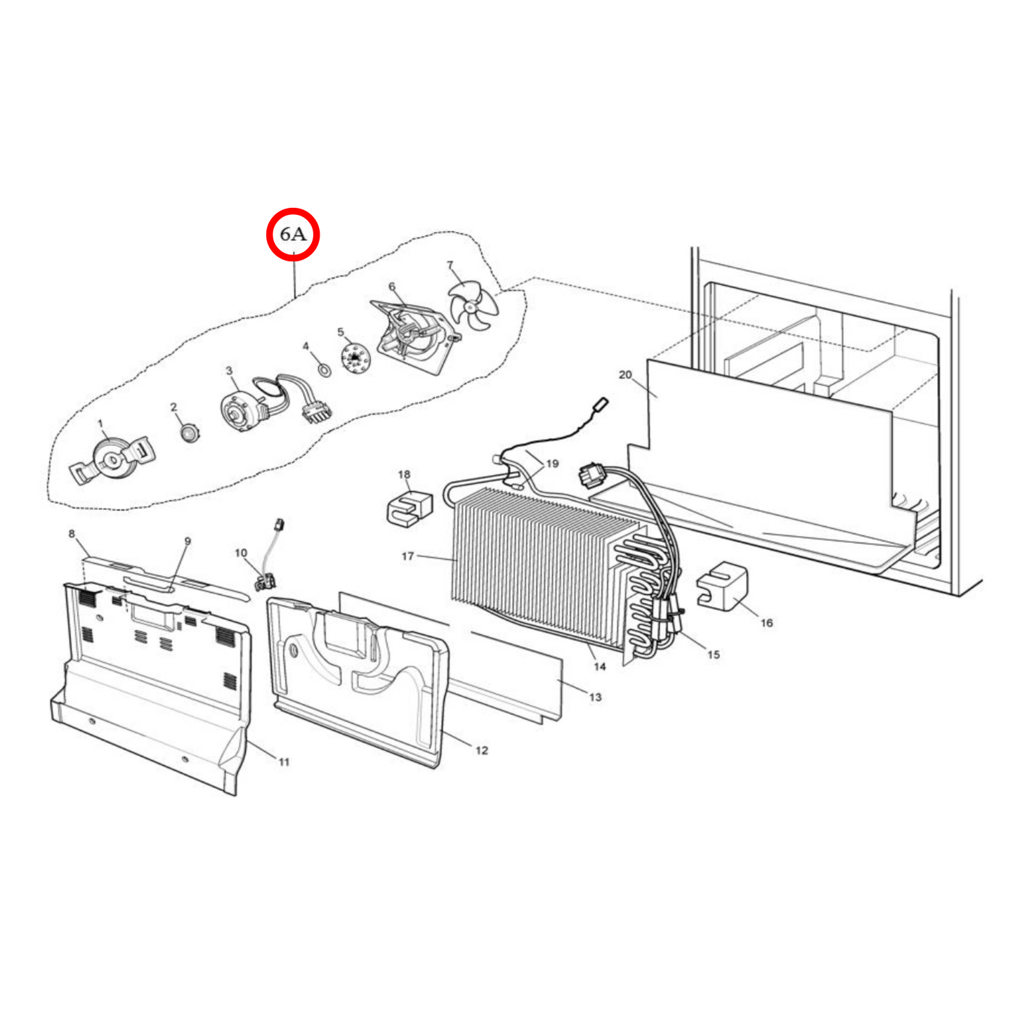 811975407 Electrolux, Kelvinator, Westinghouse Fridge Evaporator Fan Assembly 12V - 811975403