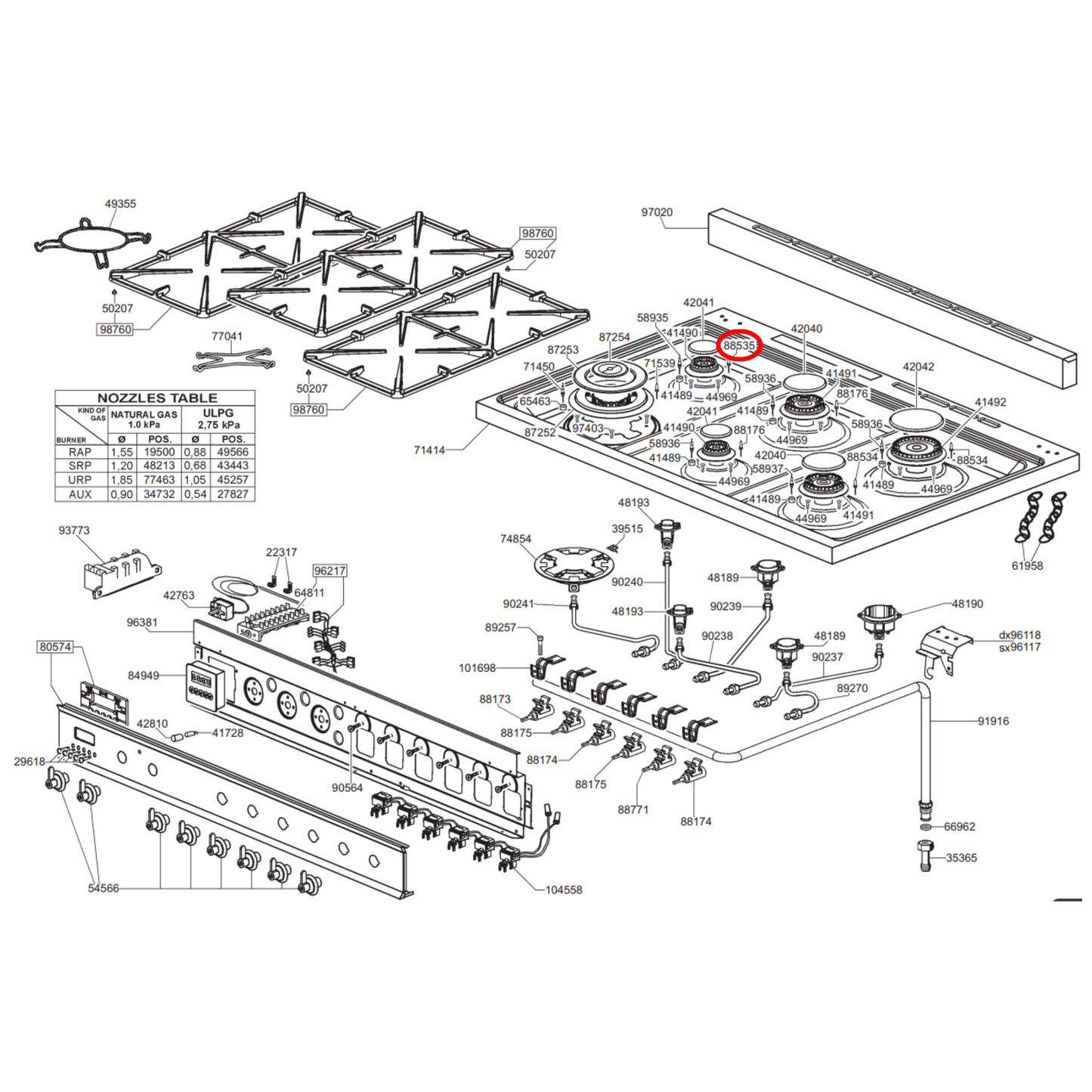 810930153 Smeg Cooktop Stove Burner Auxiliary Spark Plug 380MM