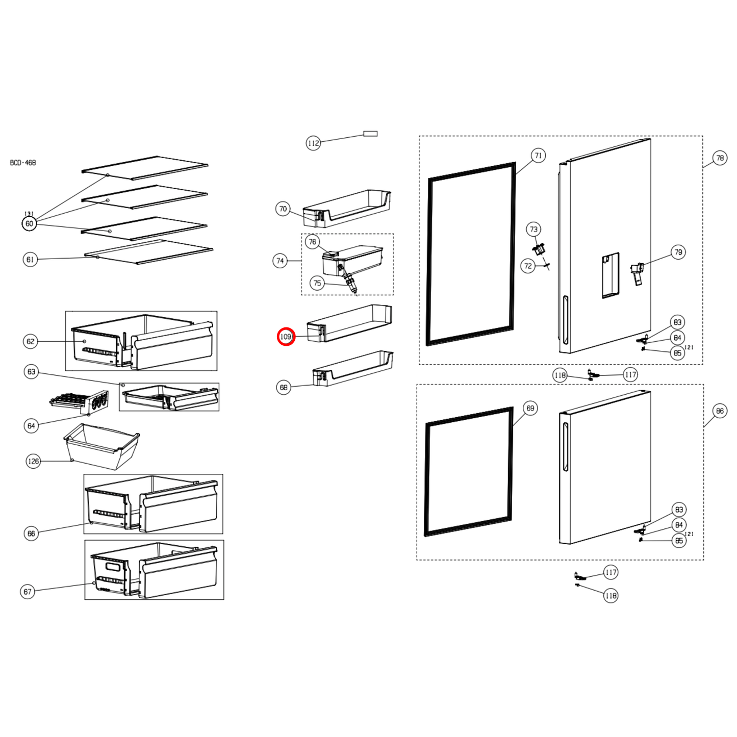 K2011935 Hisense Fridge Middle Door Shelf