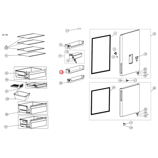 K2011935 Hisense Fridge Middle Door Shelf