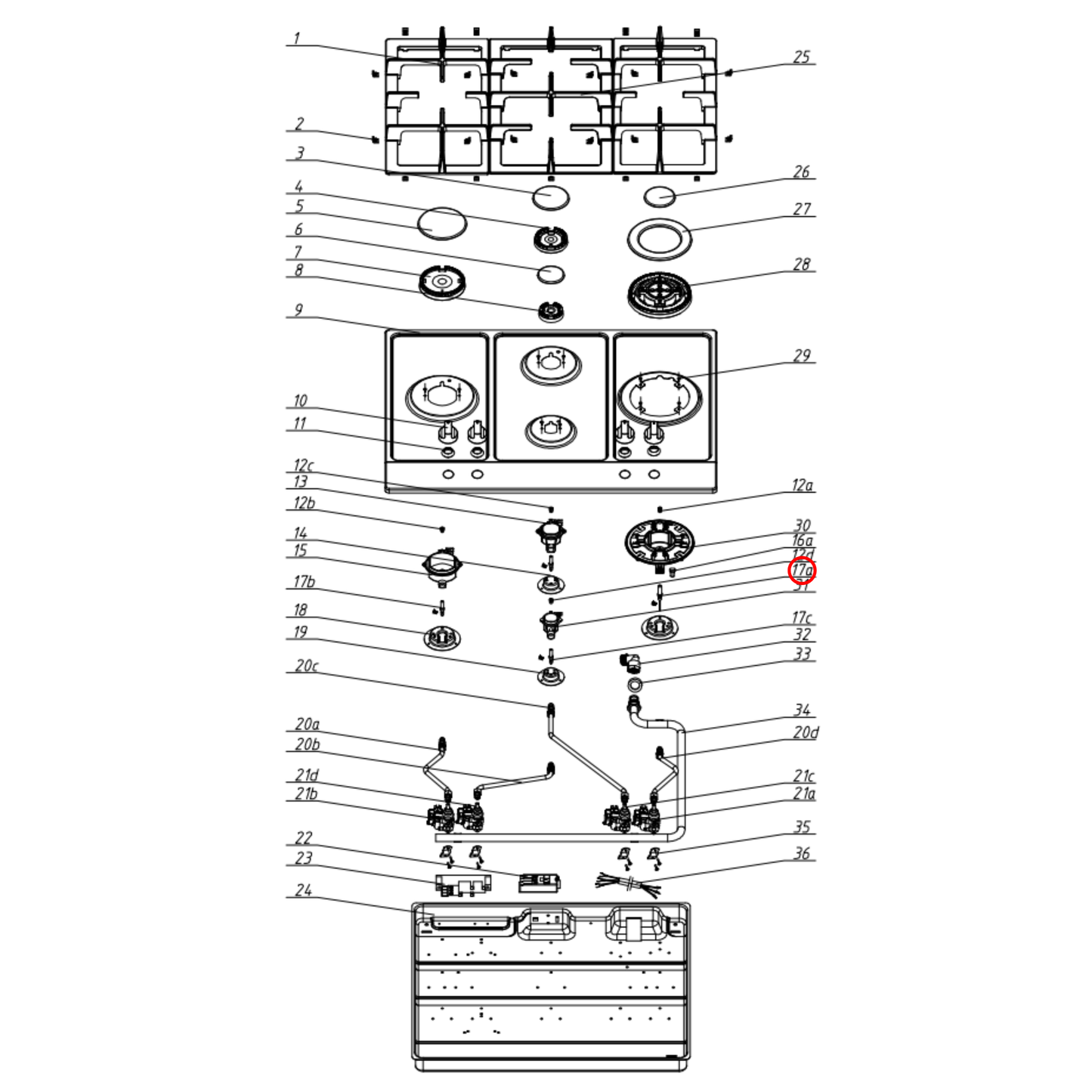 30402400001 Technika Cooktop Oven Wok Spark Ignition Candle - 32300015