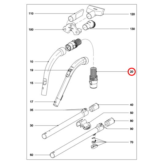 12491350 Miele Vacuum Cleaner Suction Hose - 7736190