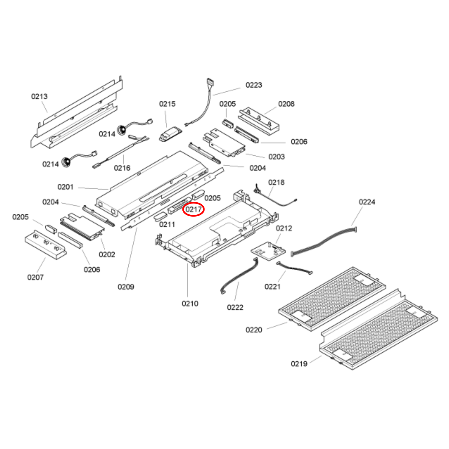 00646886 Bosch, Siemens Rangehood PCB Control Module