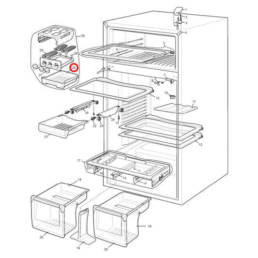 1760008714 Electrolux, Westinghouse Fridge Ice Bin - 1451388