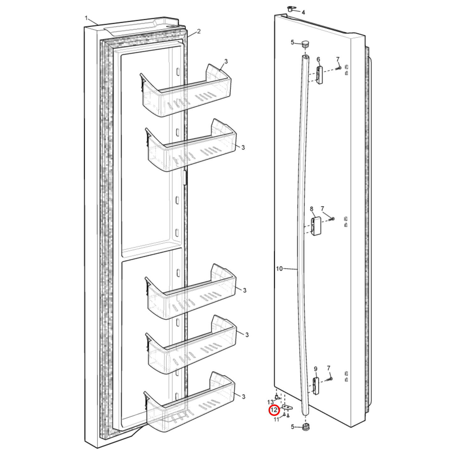 50284452005 Westinghouse Fridge Food Compartment Cam Door Stop Spacer - 1427662, 1437503