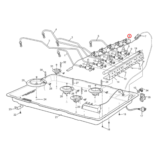 4055980728 Westinghouse Gas Cooktop Ignition Switch Harness 5PT Kit - A01014008K