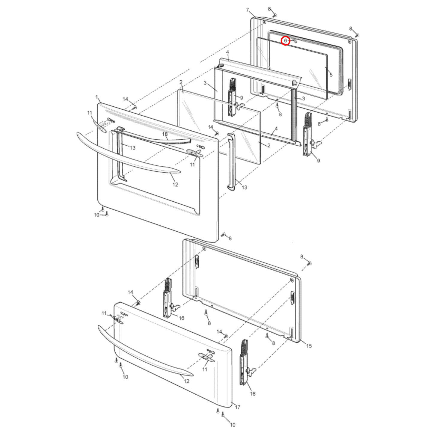 85801880022370 Electrolux Oven Inner Glass Door Seal 1375MM - 0188002237