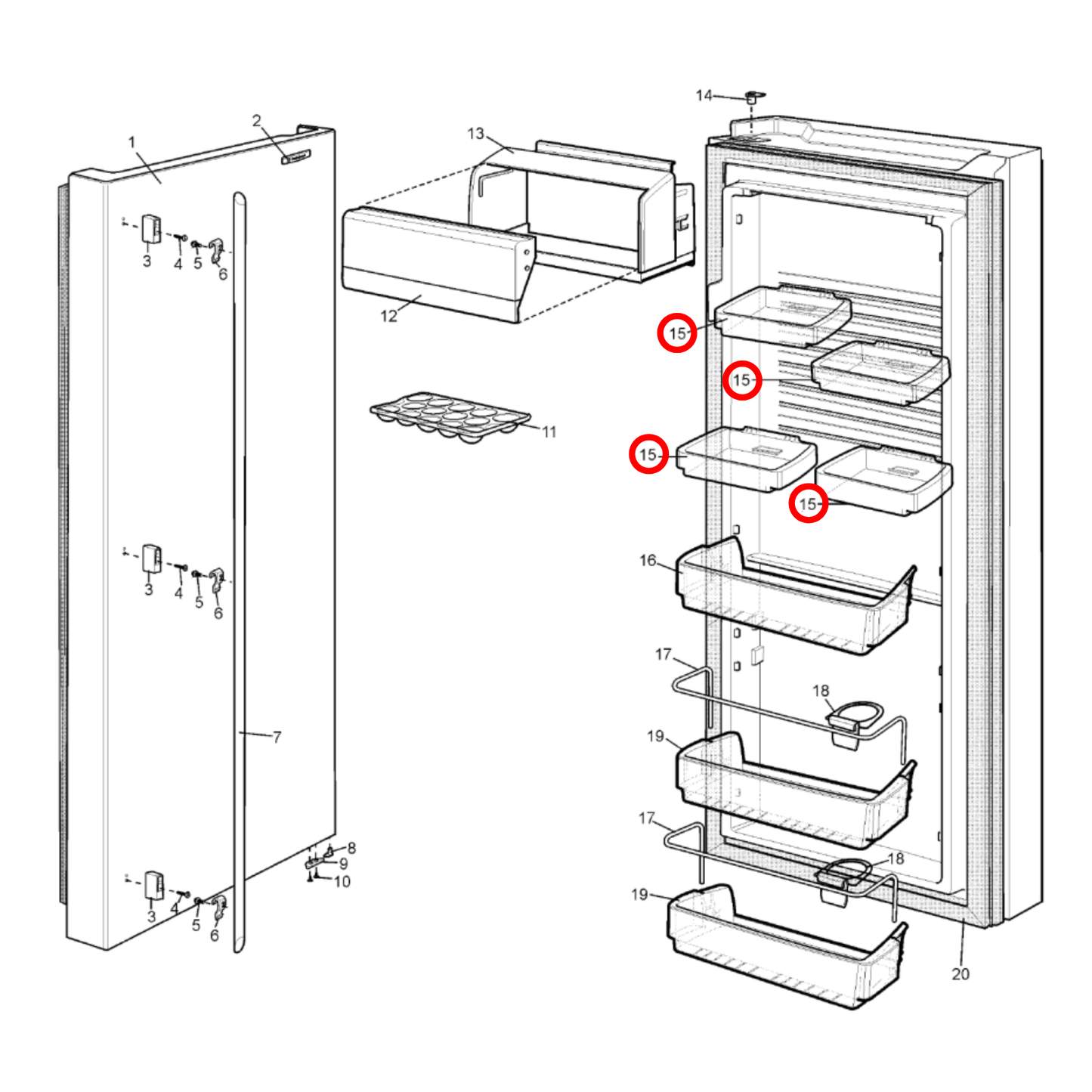 1760008742 Electrolux Fridge Bin Door Half Width - 1453638