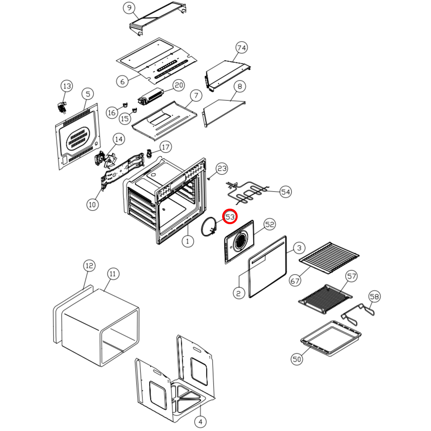 12570030 Blanco, Omega Oven Fan Forced Element 2300W - 12570031