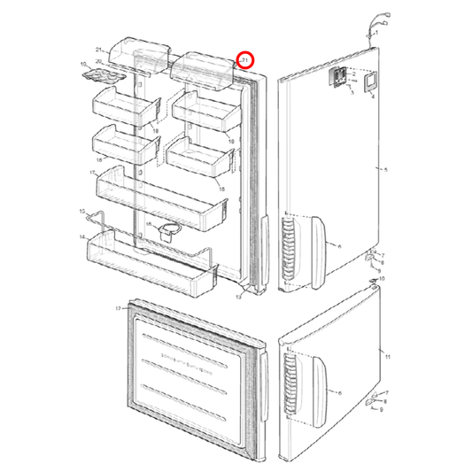 50285200007 Electrolux, Kelvinator Fridge Door Dairy Cover - 1441804