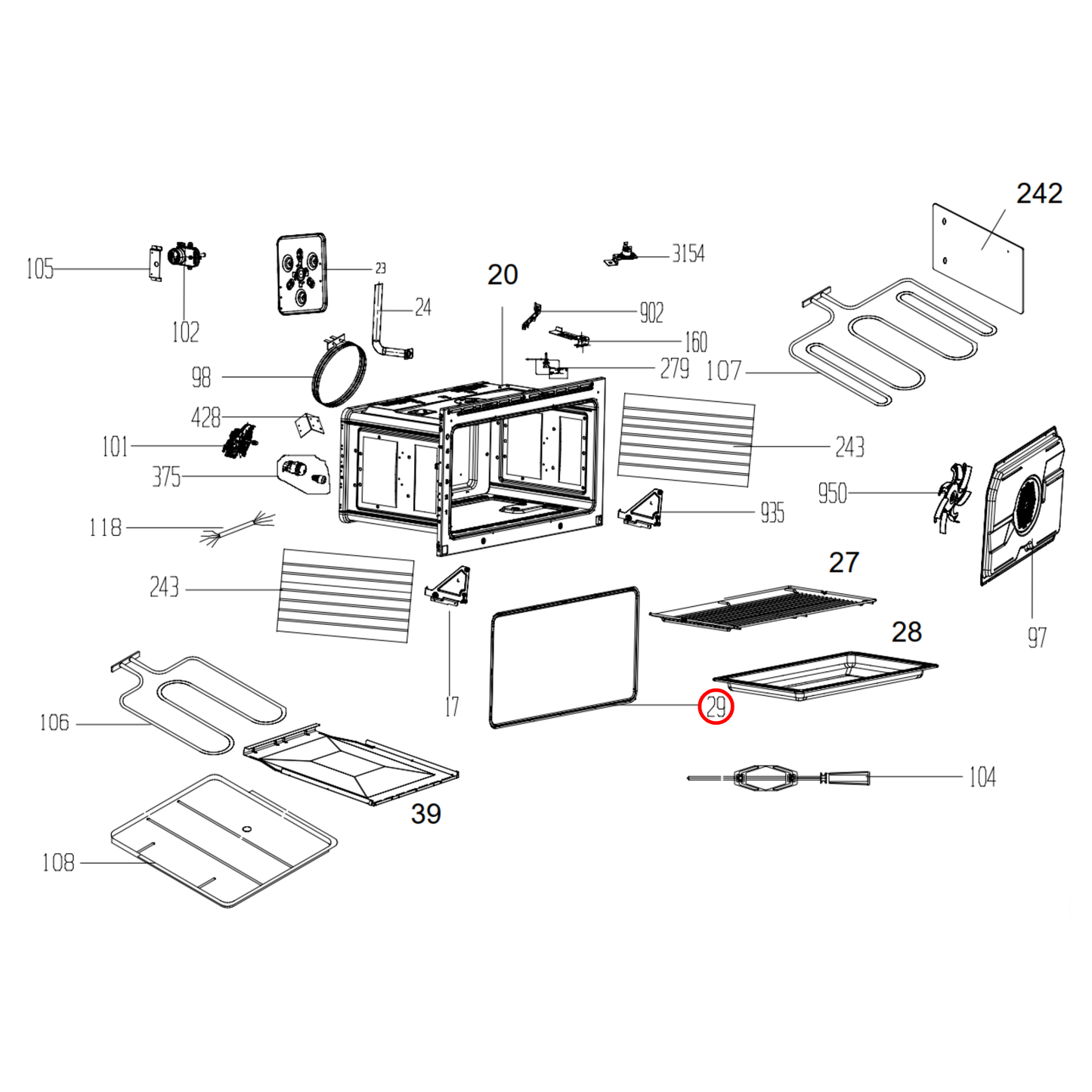 455930002 Euromaid Oven Door Seal
