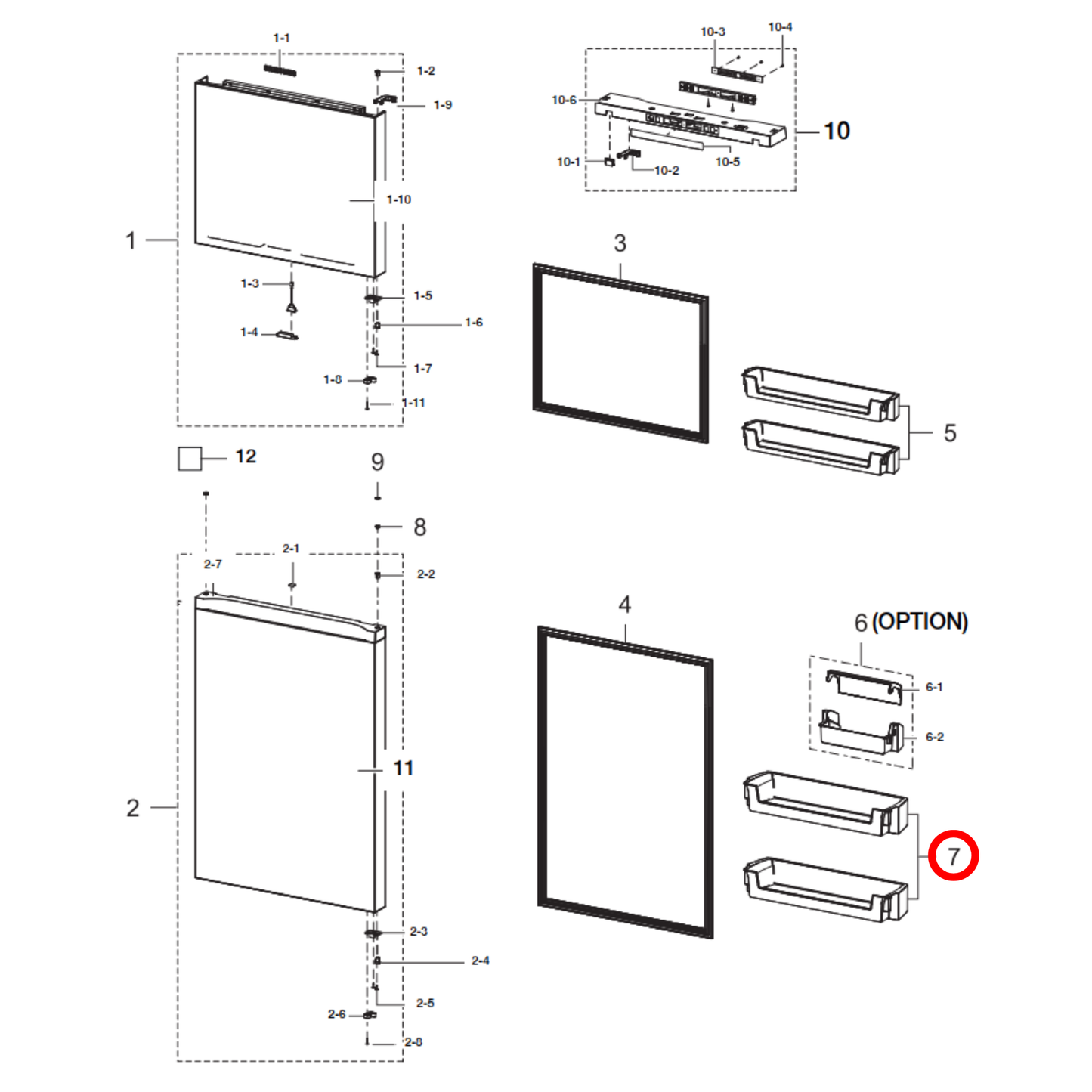 DA63-08646A Samsung Fridge Middle Door Jumbo Guard Shelf