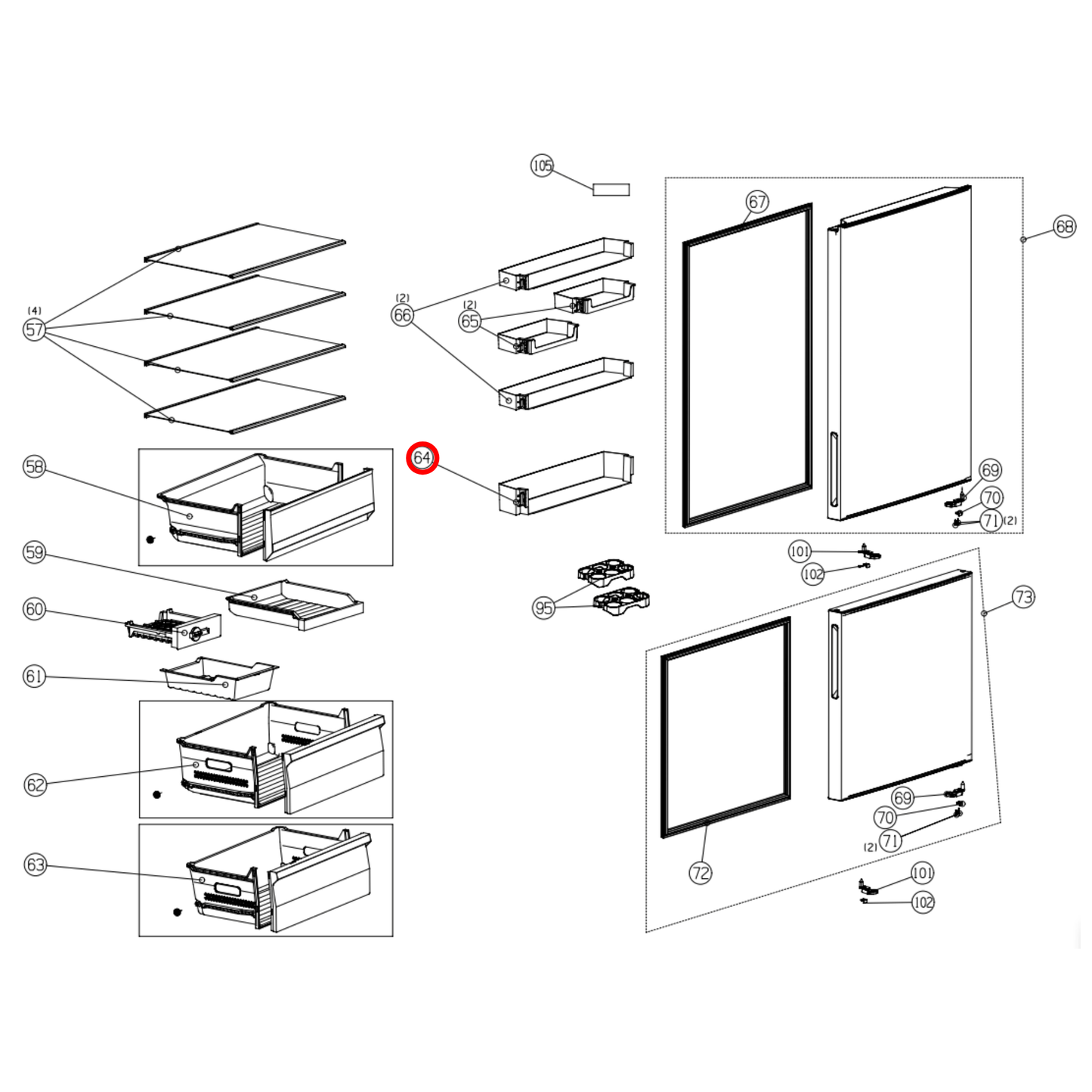 K1973699 Hisense Fridge Door Lower Shelf
