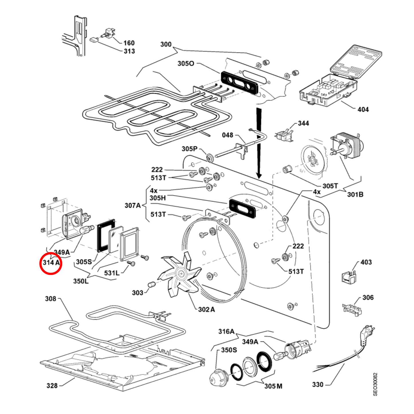 3304402906 AEG, Electrolux Oven Lamp Assembly 25W 230V - 3051725228