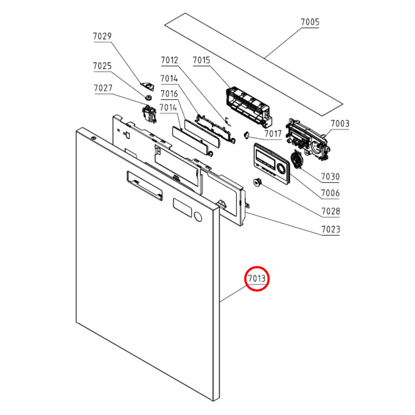 798918 Asko Dishwasher Exterior Door Assembly
