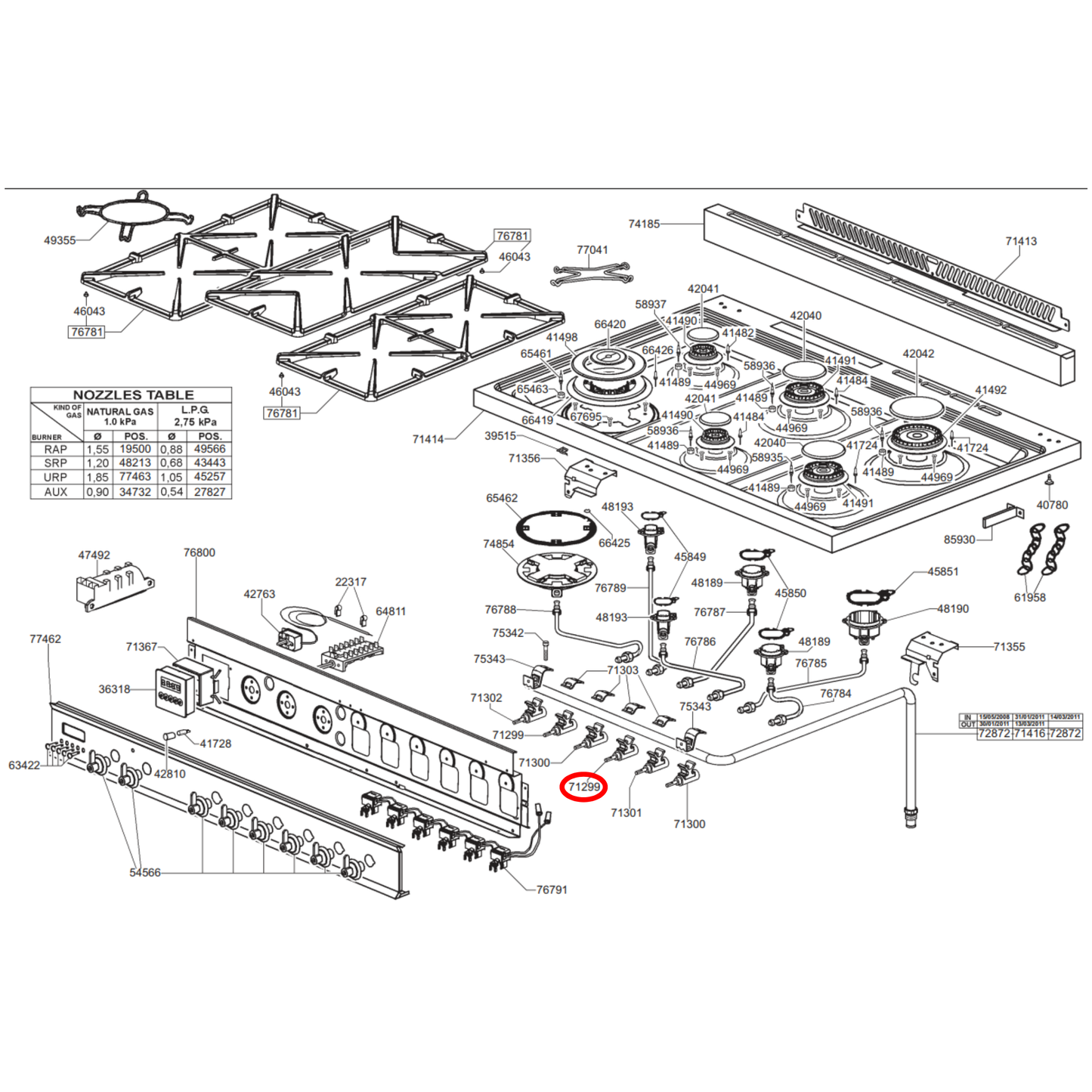 957330607 Smeg Cooktop Gas Tap - 957330509