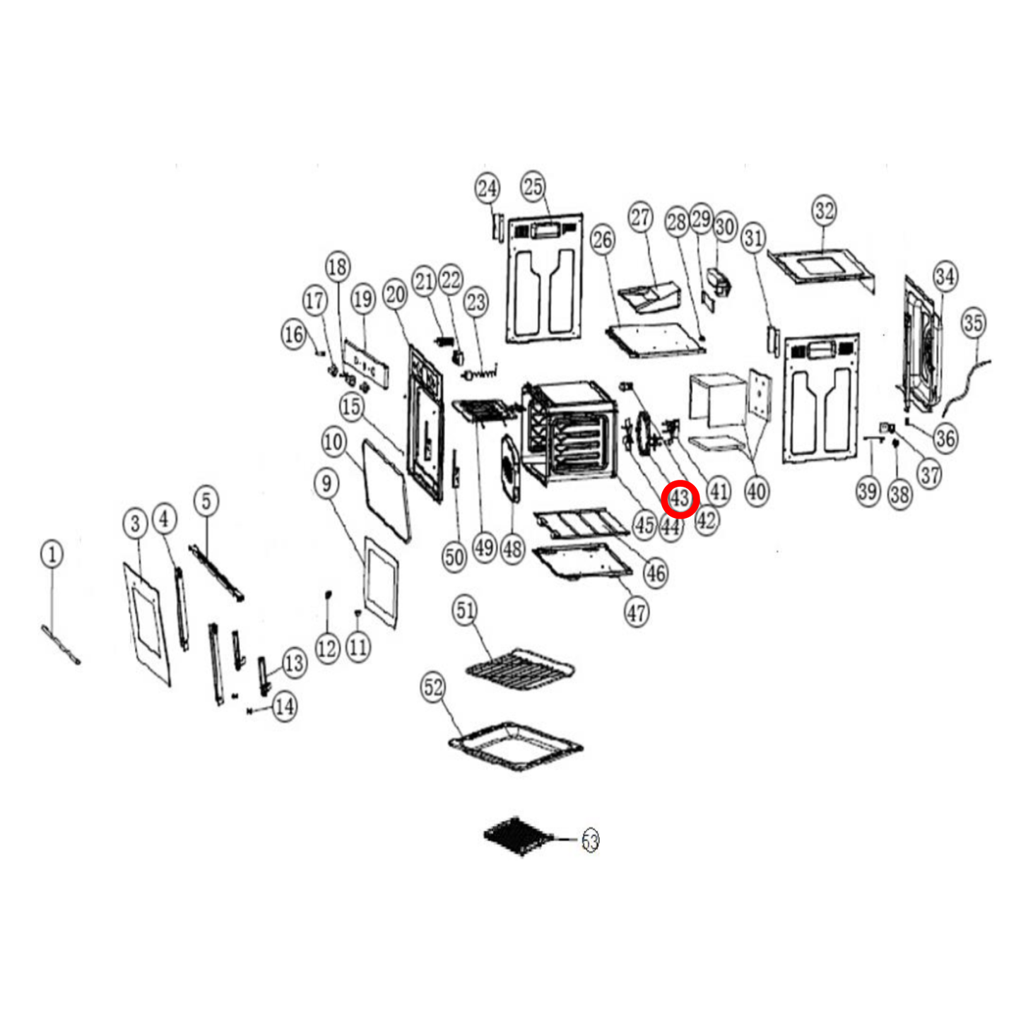 16002033500 Ariston, Baumatic, Technika Oven Fan Forced Heating Element 2800W