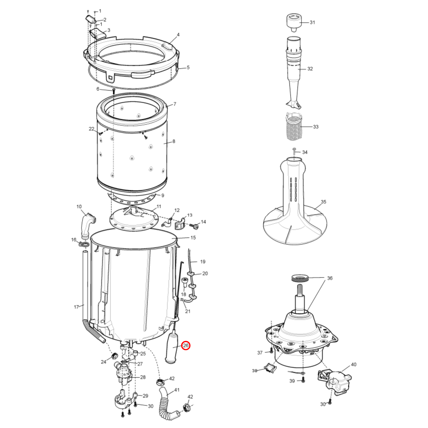 4055984605 Electrolux, Simpson, Westinghouse Washing Machine Suspension Rods - 0138200039, 807015307K