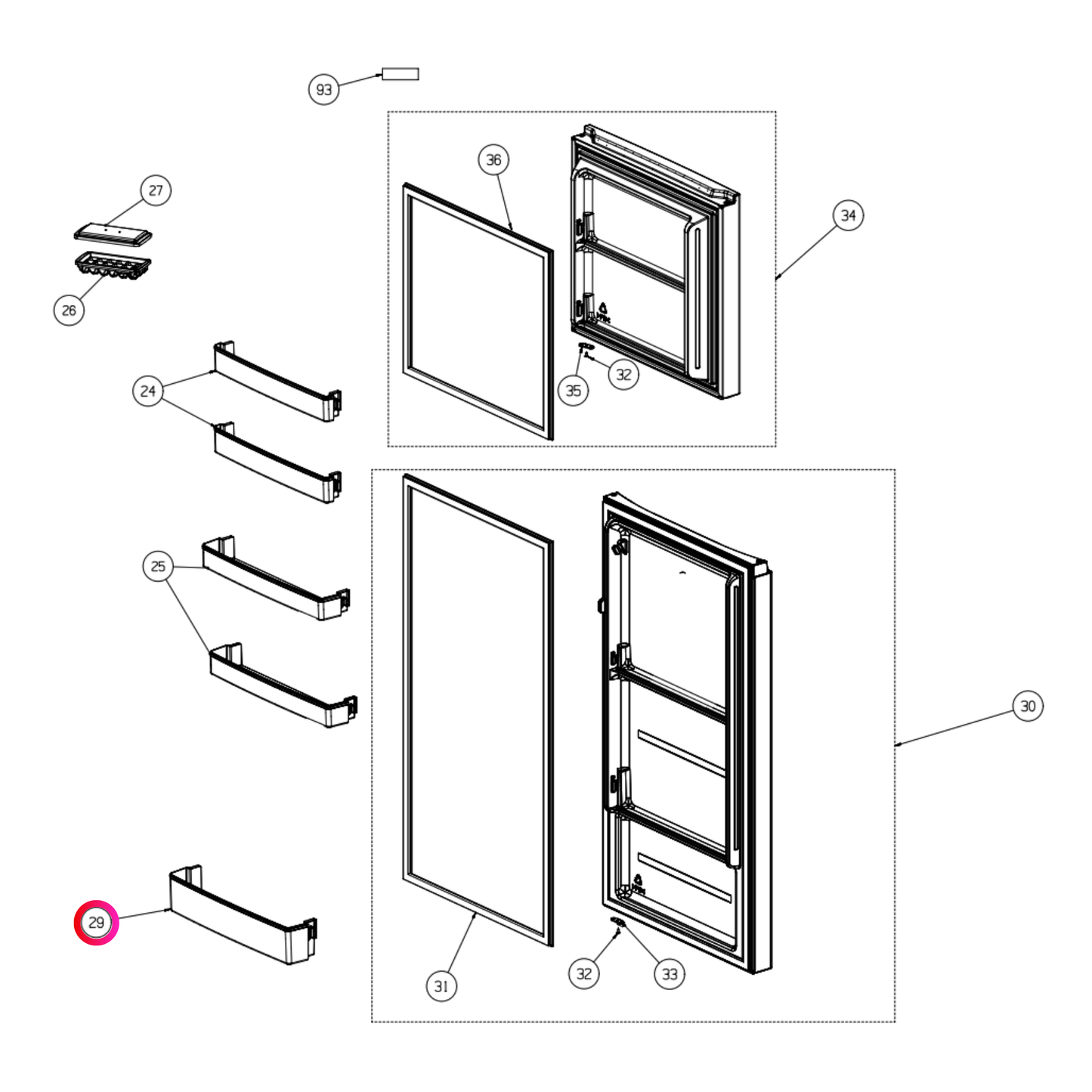 K4088100 Hisense Fridge Door Lower Shelf