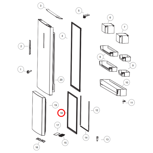 H0060851096A Haier Fridge Freezer Door Seal