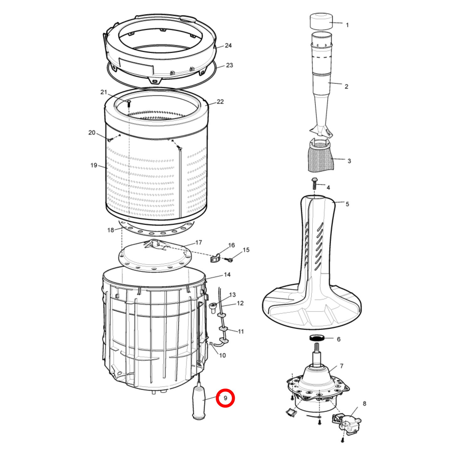 4055984118 Simpson Top Load Washing Machine Suspension Rod Kit - 119155400K