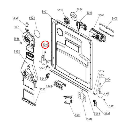 709479 Asko Dishwasher Door Hinge Left Hand