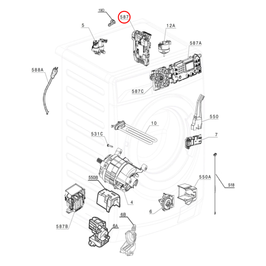 807010414D Electrolux Front Load Washing Machine Main PCB